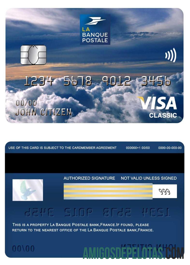 Cartão Visa Classic da França La Banque Postale Bank baixar para verificação